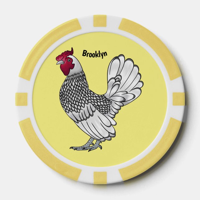 Lot De Jeton De Poker Illustration de poulet Sebright (Recto)