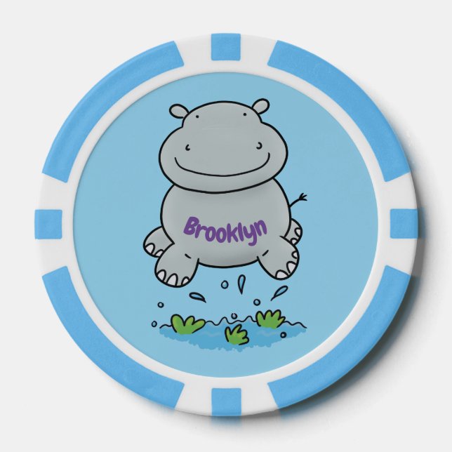 Lot De Jeton De Poker Illustration de saut en hippo mignon (Recto)