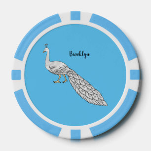 Lot De Jeton De Poker Illustration d'oiseau de paon blanc