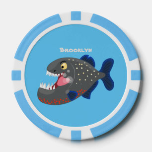 Lot De Jeton De Poker Illustration drôle de piranha affamée