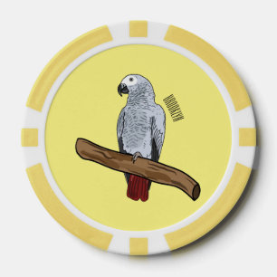 Lot De Jeton De Poker Illustration d'un perroquet gris en Afrique