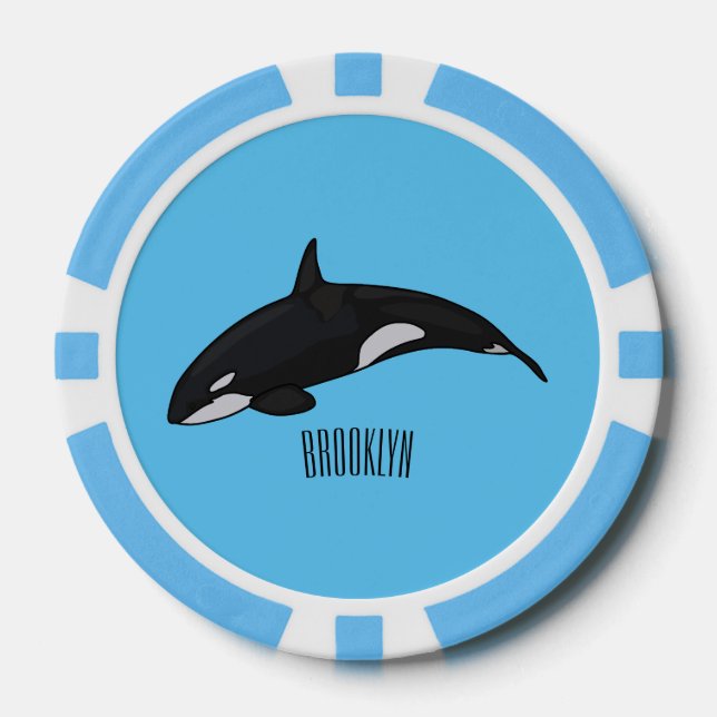 Lot De Jeton De Poker Illustration d'une baleine tueuse (Recto)