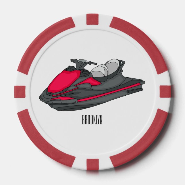 Lot De Jeton De Poker Illustration Jet ski (Recto)