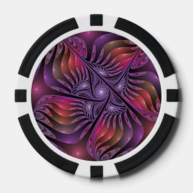 Lot De Jeton De Poker Imaginaire coloré Abstrait Trippy Violet Fractal (Recto)