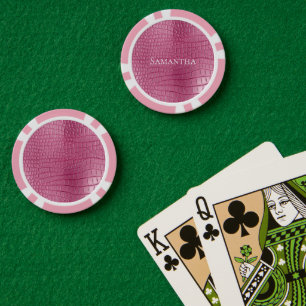 Lot De Jeton De Poker Impression d'animal en faux alligator rose