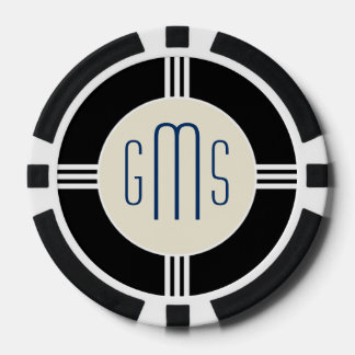 Lot De Jeton De Poker Initiales Monogrammes Art Déco Personnalisé Poker 
