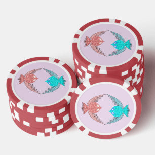 Lot De Jeton De Poker Inséparables roses et bleus mignons