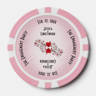 Lot De Jeton De Poker Invitation de la partie d'engagement des coeurs un