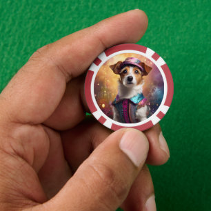 Lot De Jeton De Poker Jack Russell en costume vibrant