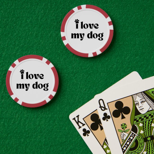 Lot De Jeton De Poker J'Aime Mon Chien (Table de poker (double))