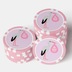Lot De Jeton De Poker Jolie chatte rose bébé fille Stork