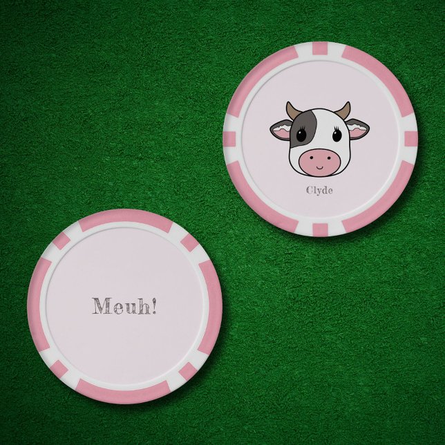 Lot De Jeton De Poker Jolie Vache Visage rose (Cute Cow Face Pink Poker Chips)