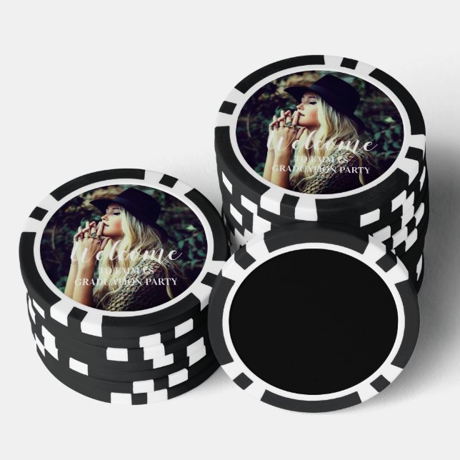 Lot De Jeton De Poker Jote Modern Photo Graduation Party (Empiler)