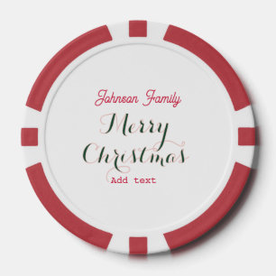 Lot De Jeton De Poker Joyeuses fêtes de Noël rouge vert nom de famille t
