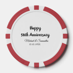 Lot De Jeton De Poker Joyeux 50e anniversaire ajouter nom du couple date