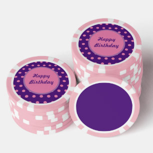 Lot De Jeton De Poker Joyeux Chips de Poker Anniversaire (violet et rose