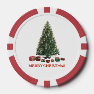 Lot De Jeton De Poker Joyeux Noël. Arbre (modèle 1) avec des cadeaux