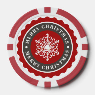 Lot De Jeton De Poker Joyeux Noël Flambeau de neige