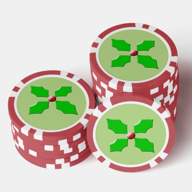 Lot De Jeton De Poker Joyeux Noël Holly (Empiler)