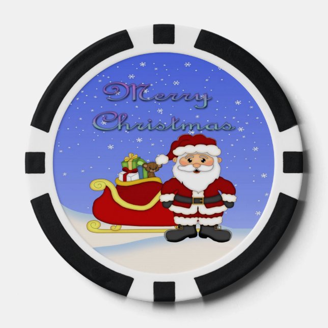 Lot De Jeton De Poker Joyeux Noël Père Noël Poker Chips (Recto)