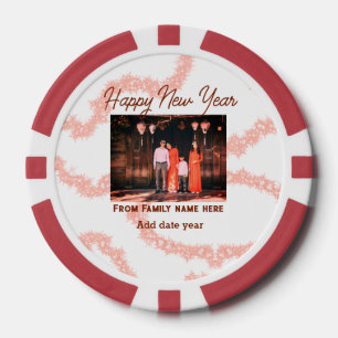 Lot De Jeton De Poker Joyeux nouvel an brun ajouter photo nom de famille