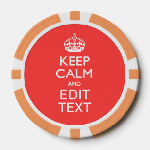Lot De Jeton De Poker KEEP CALM personnalisé et votre texte sur le corai