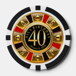 Lot De Jeton De Poker L'anniversaire de Vic quarantième