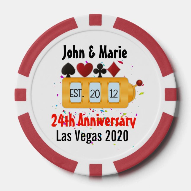 Lot De Jeton De Poker Las Vegas Couple Anniversaire Célébrer Custom (Recto)