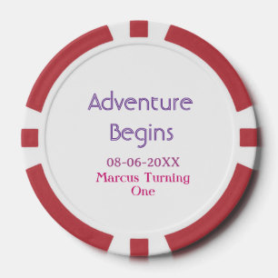 Lot De Jeton De Poker L'aventure commence date nom 1er anniversaire simp