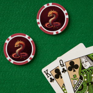 Lot De Jeton De Poker Le dragon serpent doré.
