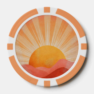 Lot De Jeton De Poker Lever de soleil bohème rose et orange