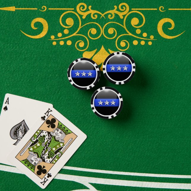 Lot De Jeton De Poker Ligne Bleue fine personnalisée (Table de poker (pile))