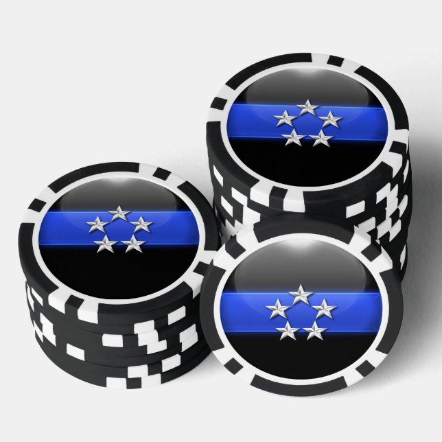 Lot De Jeton De Poker Ligne Bleue fine personnalisée (Empiler)