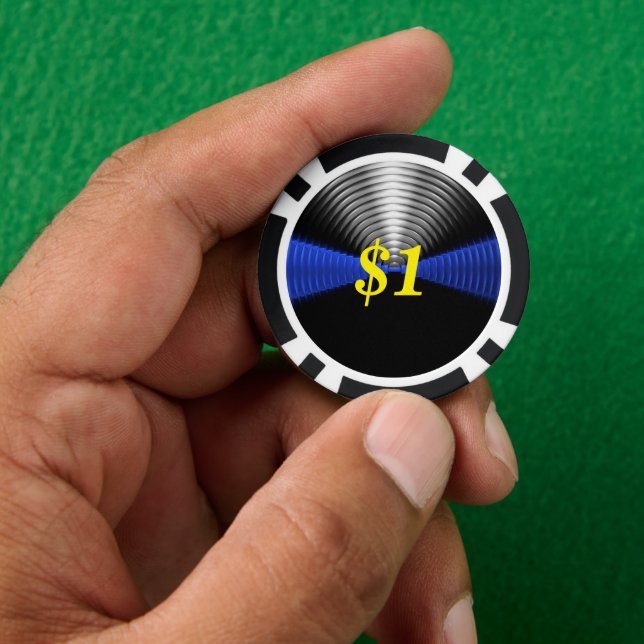 Lot De Jeton De Poker Ligne Bleue fine personnalisée (main)