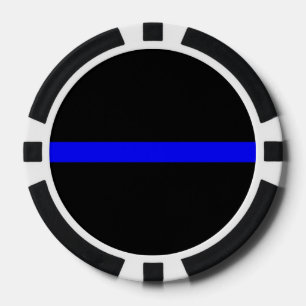 Lot De Jeton De Poker Ligne Bleue Mince Symbole sur un