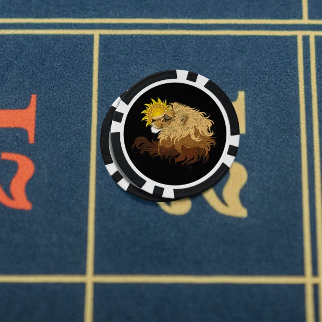 Lot De Jeton De Poker Lion noir jaune Mandala Sun (Créateur téléchargé)