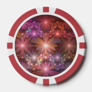Lot De Jeton De Poker Lit De Fleurs Coloré Brillant Art Fractal Abstrait