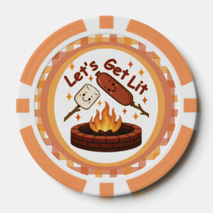 Lot De Jeton De Poker Lit Firepit - mignon Marshmallow & Hot Dog