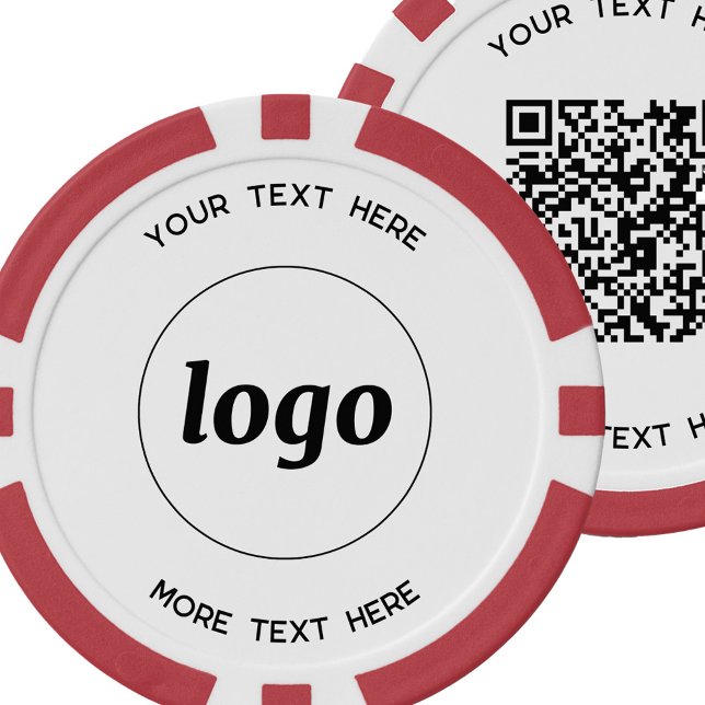 Lot De Jeton De Poker Logo Code QR et texte commercial promotionnel (Logo QR code and custom text promotional business poker chip in choice of color)