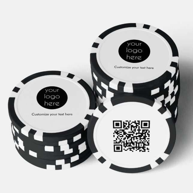Lot De Jeton De Poker Logo d'entreprise Code QR promotionnel Texte (Empiler)