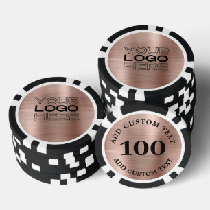 Lot De Jeton De Poker Logo d'entreprise en or rose personnalisé 100 numé