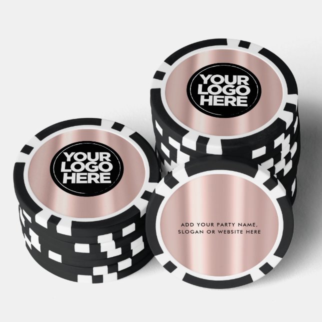 Lot De Jeton De Poker Logo personnalisé et texte rose pâle (Empiler)
