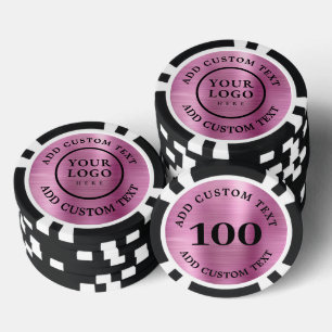 Lot De Jeton De Poker Logo & Texte Simple Affaire Casino Rose Levée de F