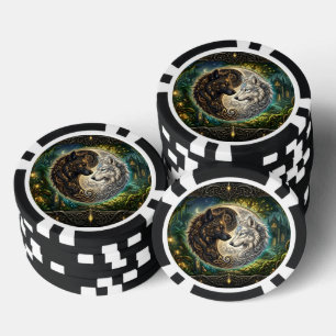 Lot De Jeton De Poker Loups Yin Yang celtiques – Harmonie Steampunk.