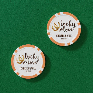 Lot De Jeton De Poker Lucky in Love Horseshoe Wedding Favoriser