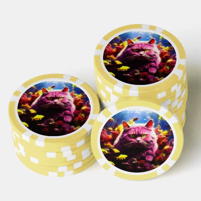 Lot De Jeton De Poker Lucky Poker Chips for Cat Lovers (Empiler)