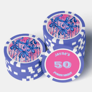 Lot De Jeton De Poker Lys encrés rose et bleu