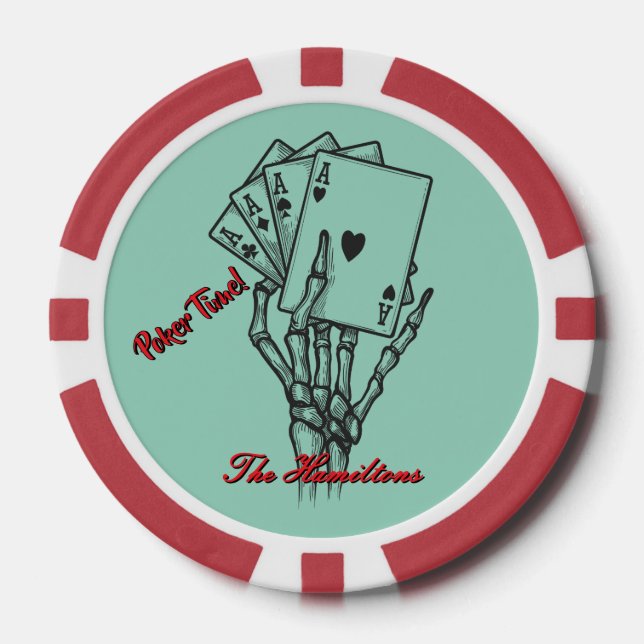 Lot De Jeton De Poker Main squelette personnalisée (Recto)