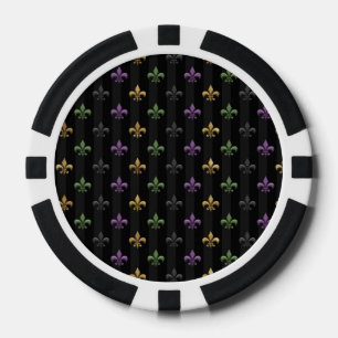 Lot De Jeton De Poker Mardi Gras Coloré Fleur De Lis Sombre Vertical