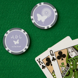 Lot De Jeton De Poker Marguerites et papillons en Lavande